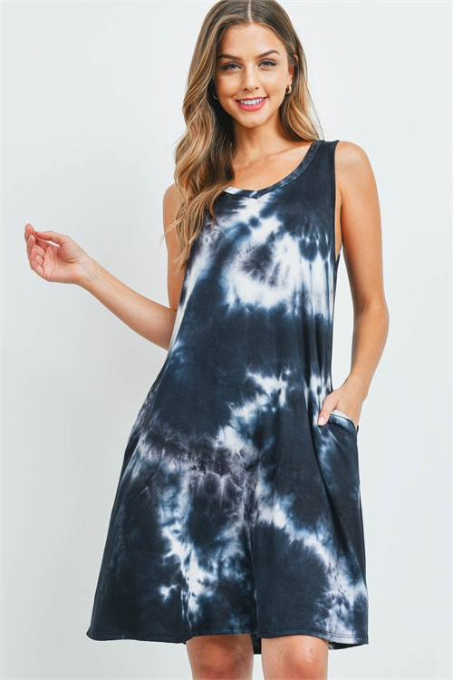 C24-A-1-AD4562 BLACK TIE DYE DRESS 2-2-2