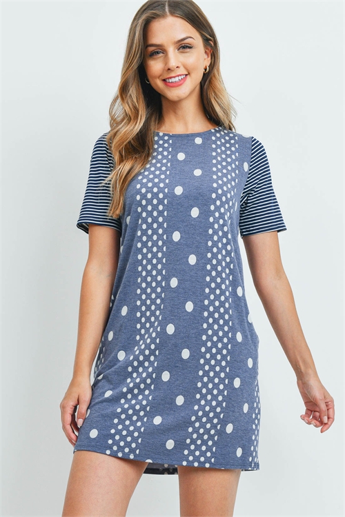 C68-A-1-D9988 NAVY POLKA DOTS DRESS 2-2-2