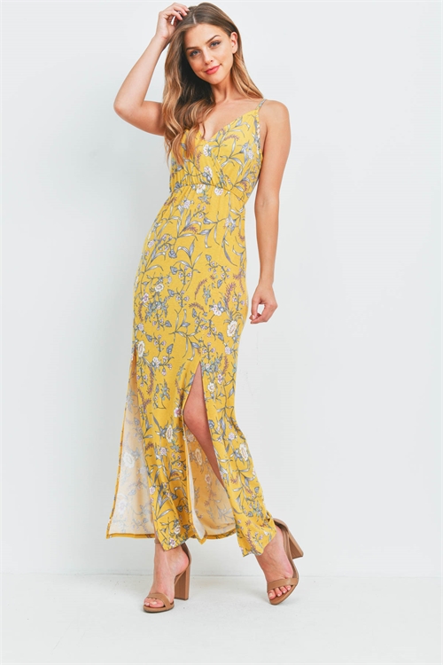 S9-4-1-D1285 MUSTARD FLORAL DRESS 2-2-2