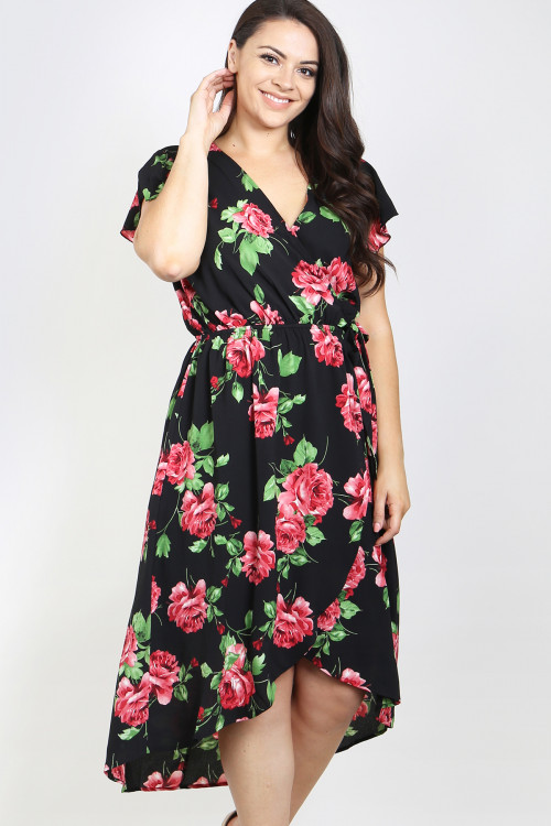 SA4-6-4-D8539X BLACK PINK PLUS SIZE DRESS 1-2-1