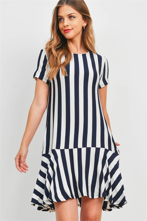 C22-A-1-D9403 IVORY NAVY STRIPES DRESS 1-3-3