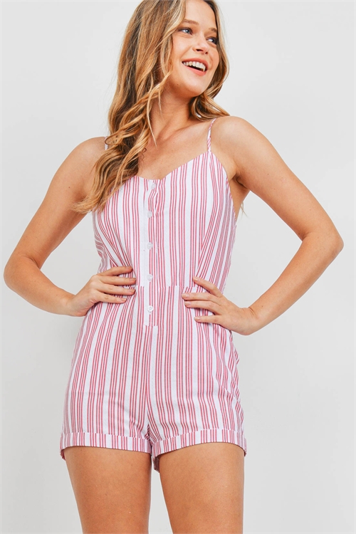 S6-2-3-R1161 RED WHITE STRIPES ROMPER 2-2-2