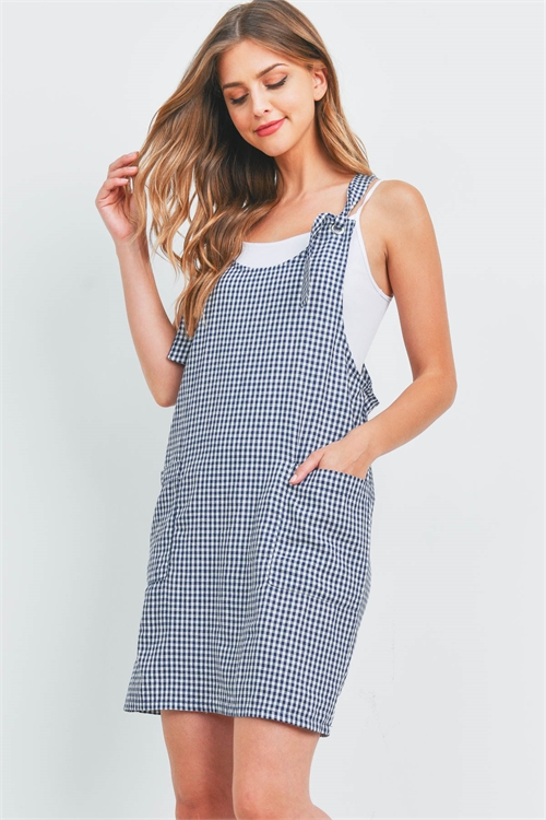 C62-A-3-OSD20633-CK385 NAVY CHECKERED OVERALL SKIRT 2-2-2