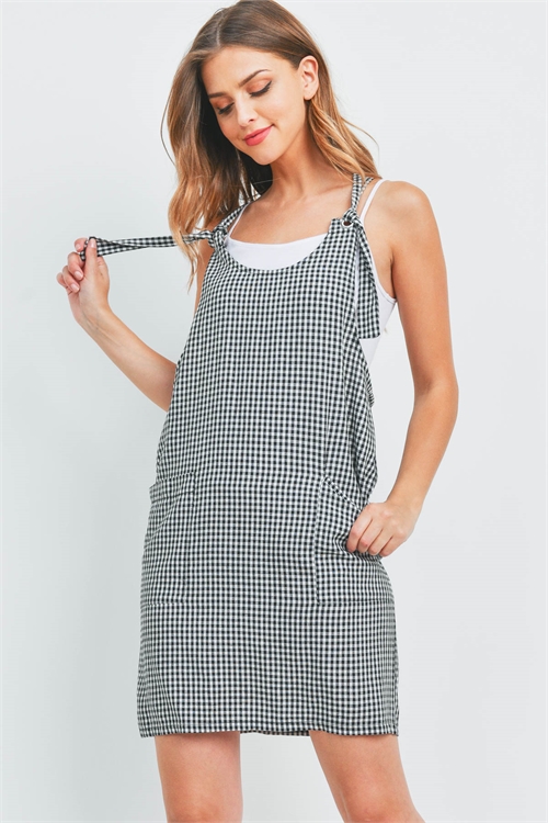 C70-A-1-OSD20633-CK385 BLACK CHECKERED OVERALL SKIRT 2-1