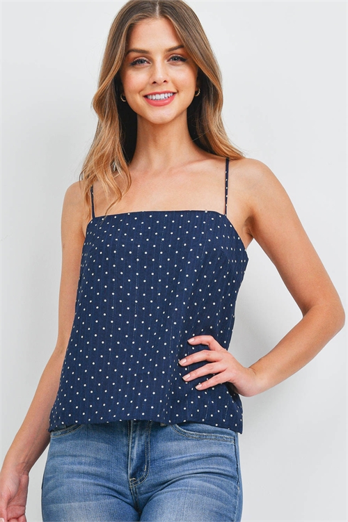 S4-9-3-T3044 NAVY WHITE DOTS TOP 3-2-1