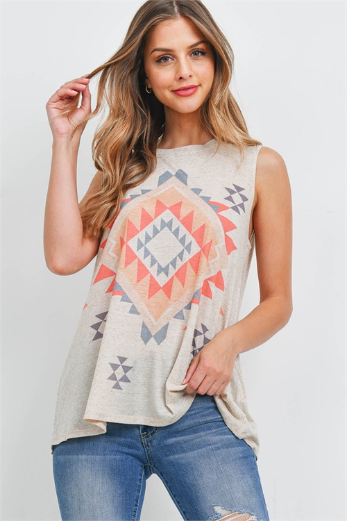 S9-14-4-T776 CREAM "AZTEC" PRINT TOP 2-2-2