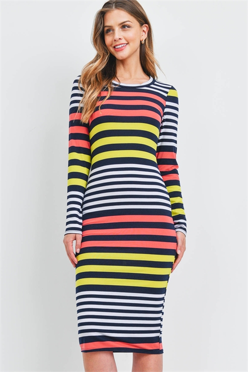 C66-A-1-D51078 MULTI STRIPES DRESS 2-2-2