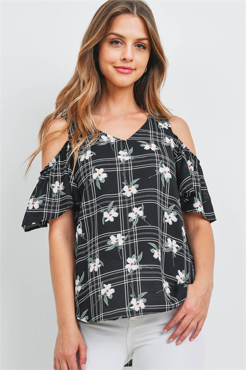 C72-A-2-T71664 BLACK WITH FLOWER TOP 2-2-2