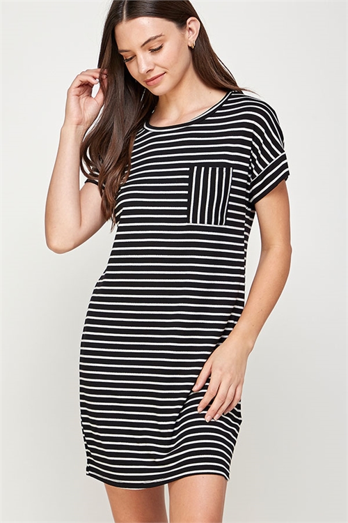 C62-A-2-WD1116 BLACK STRIPES DRESS 2-2-2