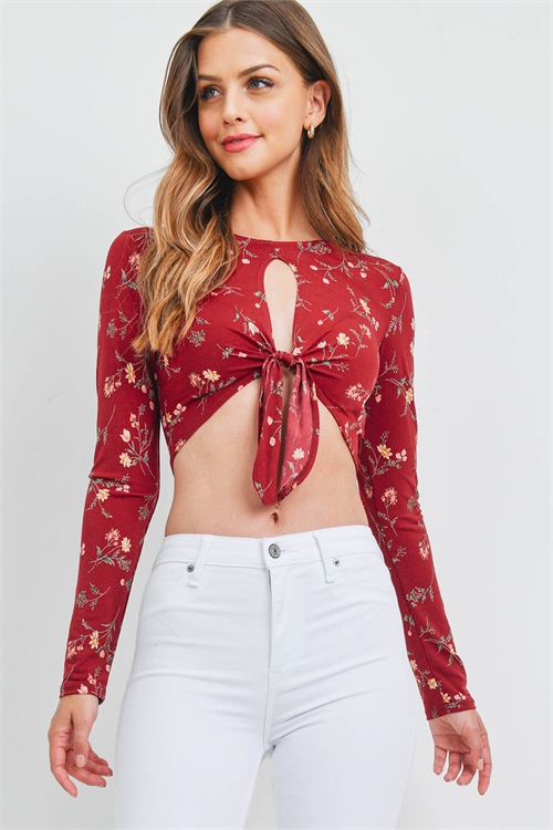 C26-A-1-T90146 BURGUNDY FLORAL TOP 3-2-1