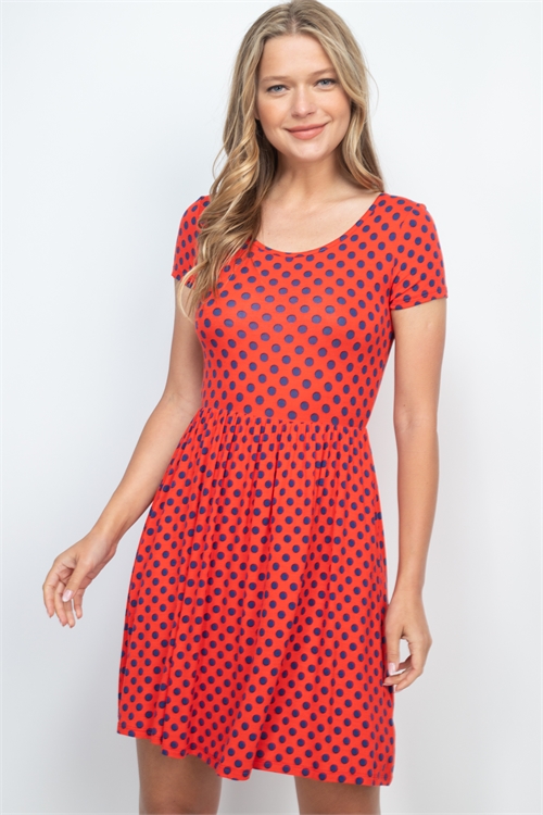 C30-A-3-D7155 RED NAVY WITH DOTS DRESS 2-2-2