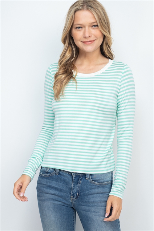 C80-A-2-T7474 MINT STRIPES TOP 2-2-2