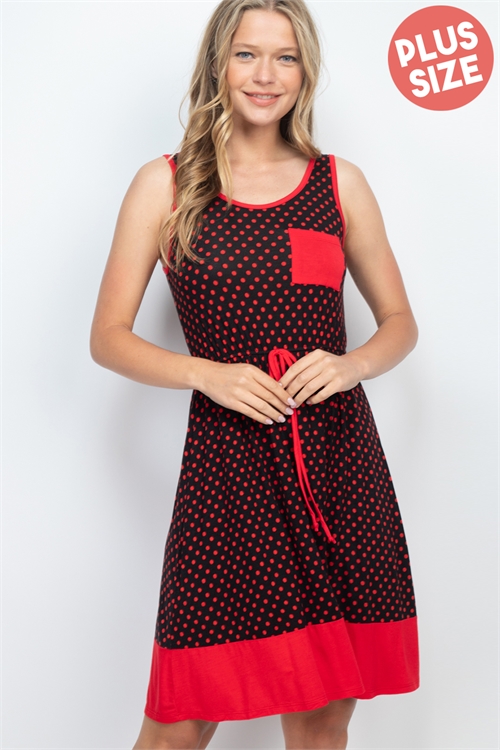 C4-A-1-D1072X BLACK RED WITH DOTS PLUS SIZE DRESS 2-2-2