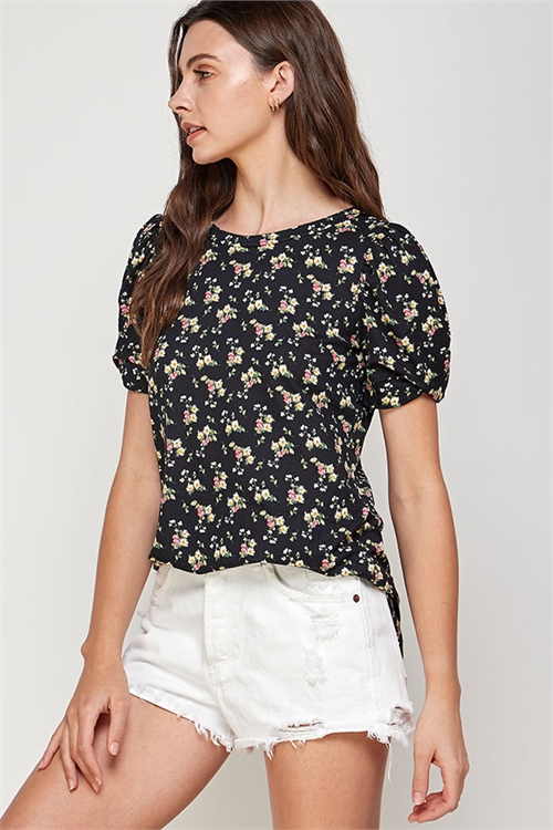 C24-A-2-WT2442 BLACK FLORAL TOP 2-2-2