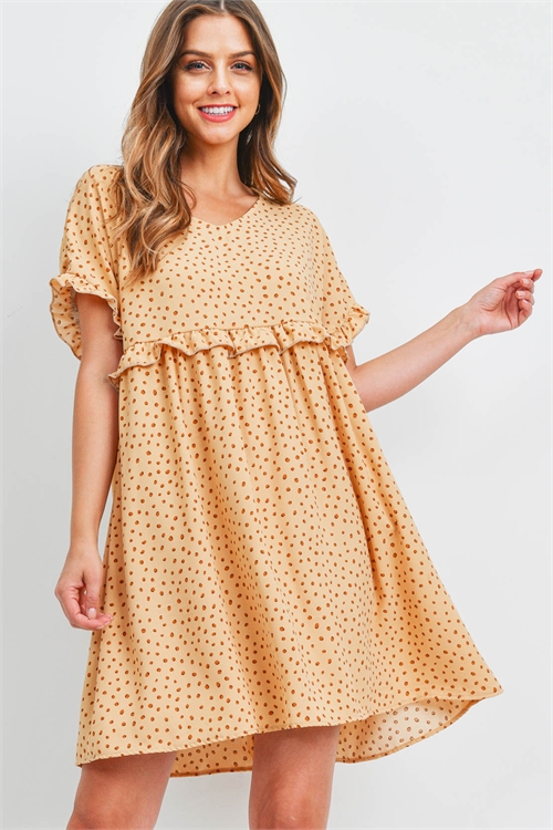 C78-A-1-AD4618 LIGHT MUSTARD WITH DOTS DRESS 2-2-2