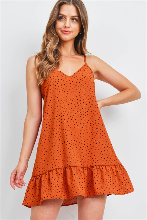 C80-A-3-AD4538 RUST BLACK DOTS DRESS 2-2-2