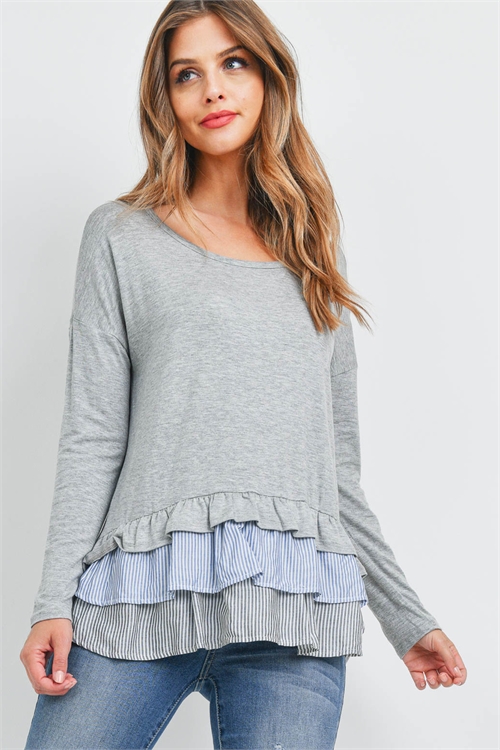 C78-A-3-T0737 HEATHER GRAY TOP 2-2-2