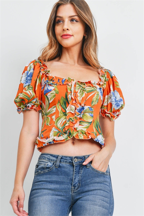 S11-11-3-T1363 ORANGE FLOWER TOP 3-2-1