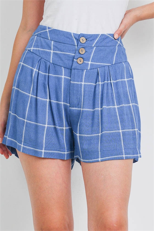 S8-1-3-S6374 DENIM BLUE CHECKERED SHORT 2-2-2