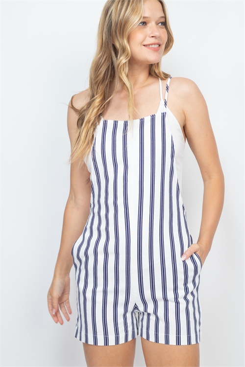 S9-9-4-R7215 NAVY WHITE STRIPES ROMPER 2-2-2