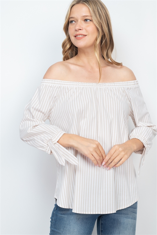 C12-A-3-T71699-1999 TAUPE STRIPES TOP 2-2-2