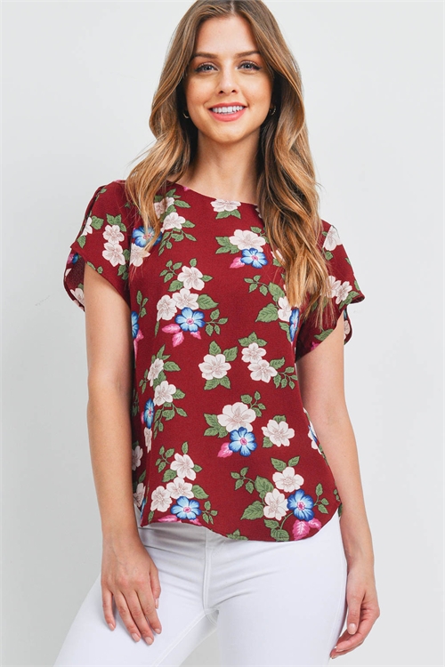 C92-A-1-T70981 BURGUNDY FLOWER TOP 2-2-2