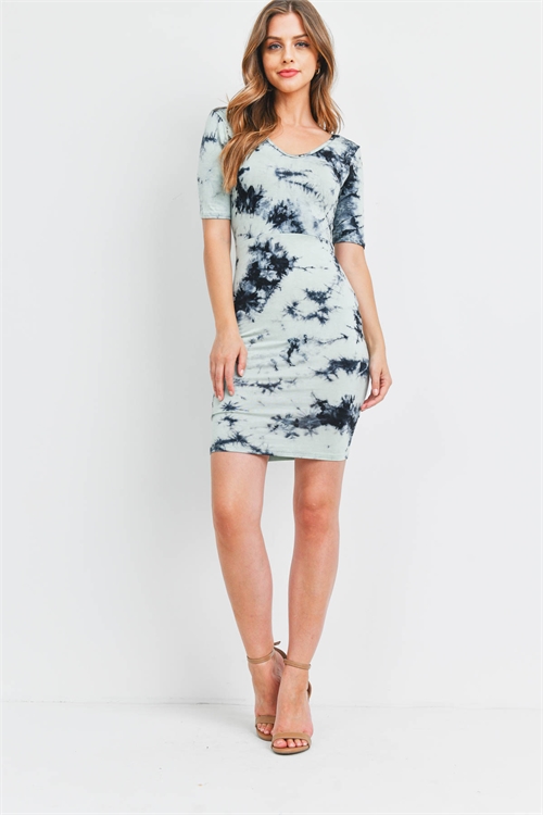 C32-A-1-D4259 MINT NAVY TIE DYE DRESS 1-2