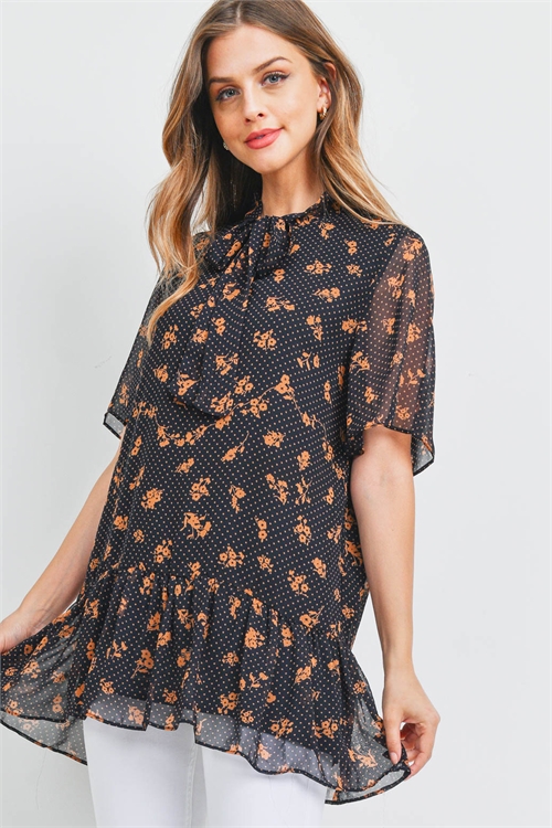 S16-3-1-T12906 NAVY WITH FLOWER TOP 2-2-2