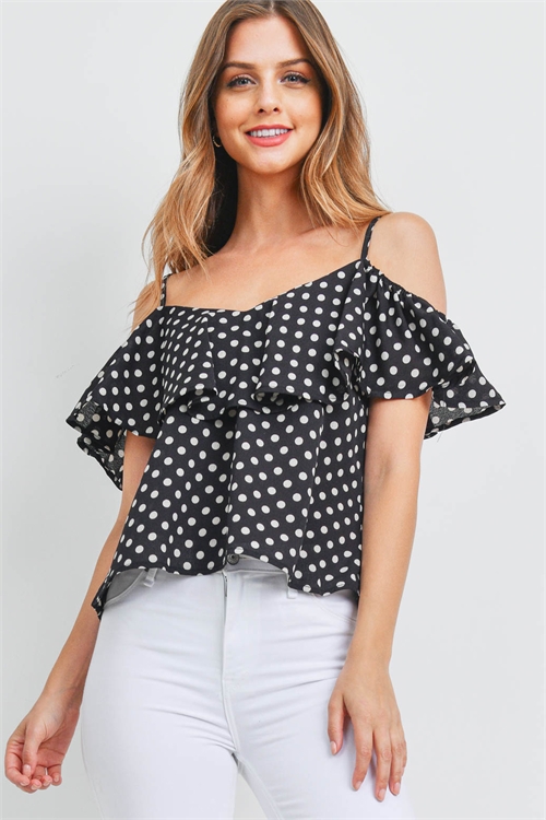 S16-10-1-T12014 BLACK WHITE WITH DOTS TOP 2-3-2