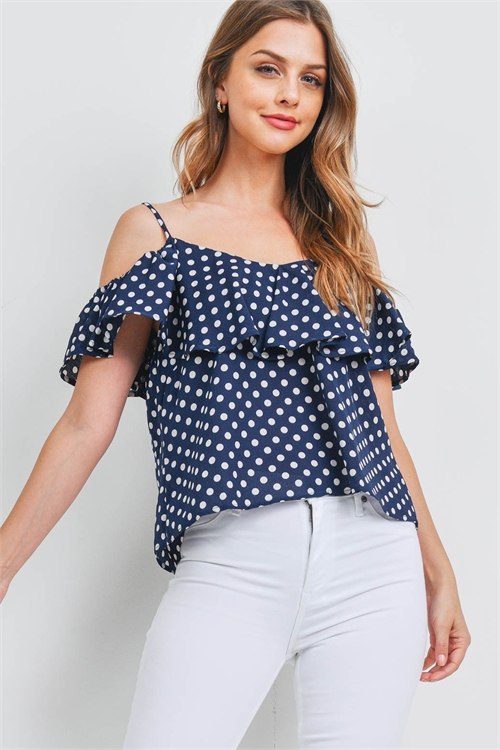 S12-12-3-T12014 NAVY WHITE WITH DOTS TOP 2-2-2