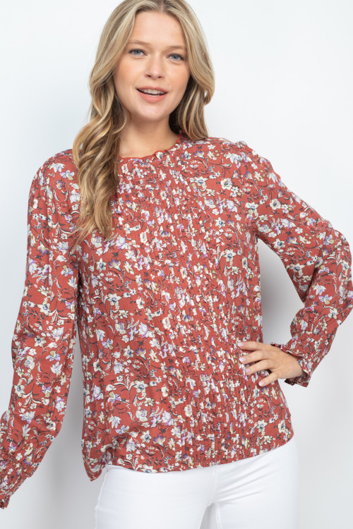 S9-14-2-T13283 BRICK FLORAL TOP 1-3