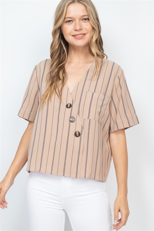 S9-14-2-T12589 BEIGE STRIPES TOP 1-1-1