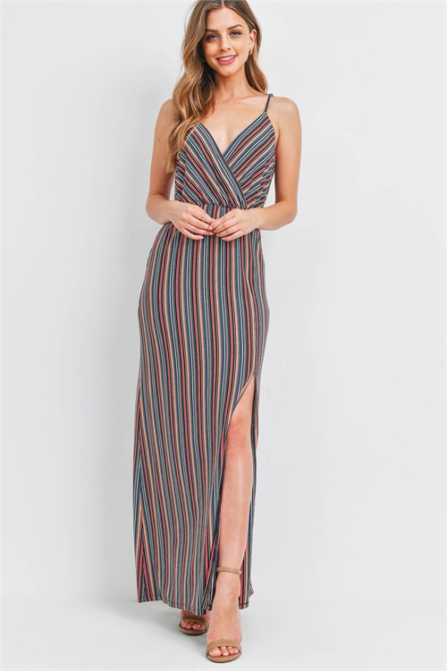 S11-15-1-D41895 BLACK MULTI STRIPES DRESS 2-2-2