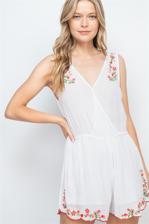 S10-3-1-R60907 WHITE WITH FLOWERS EMBROIDERY ROMPER 2-2-2