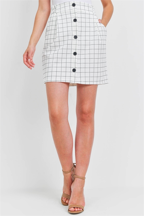 C36-B-1-S20651-476 IVORY BLACK CHECKERED SKIRT 2-2-2