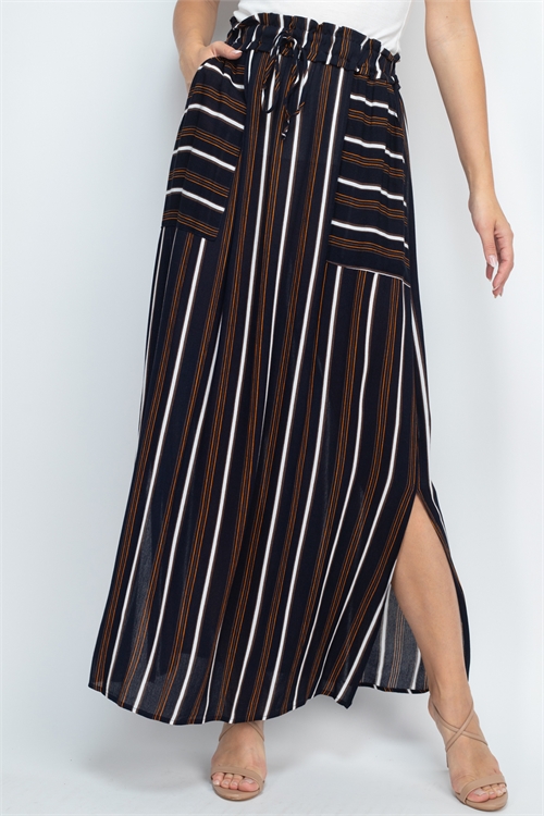 C52-A-1-S20566 NAVY MUSTARD STRIPES SKIRT 1-2