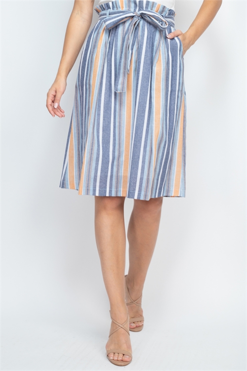 C64-A-1-S20723-104 NAVY MULTI STRIPES SKIRT 2-1