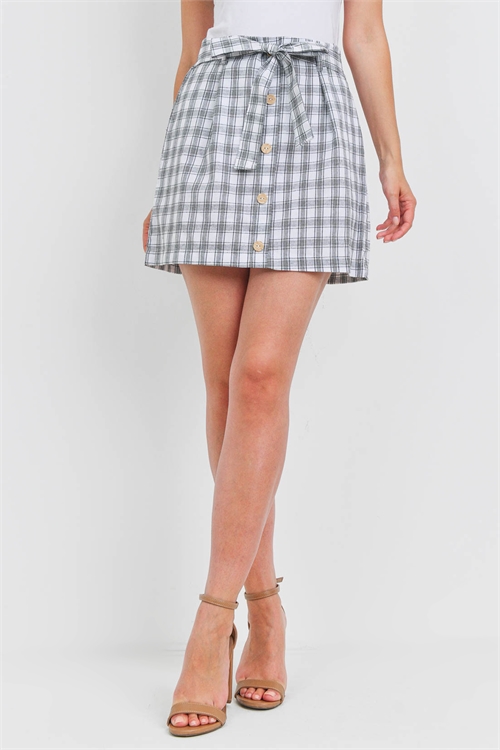 C76-B-2-S23407-425 BLACK WHITE CHECKERED SKIRT 2-2-2