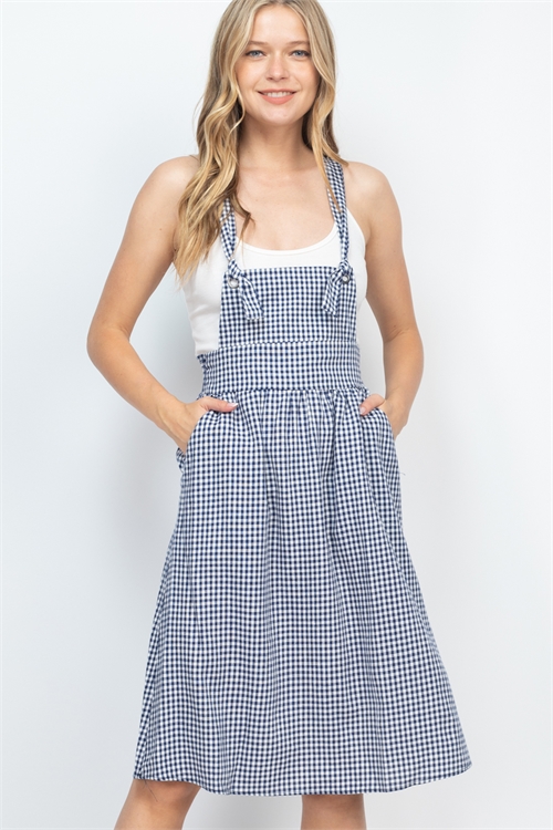 C82-A-3-OS20562-385 NAVY CHECKERED OVERALL SKIRT 2-2-2