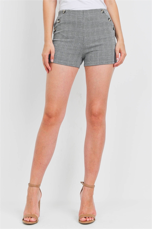 C74-A-1-S14631-408 BLACK GRAY CHECKERED SHORT 1-2