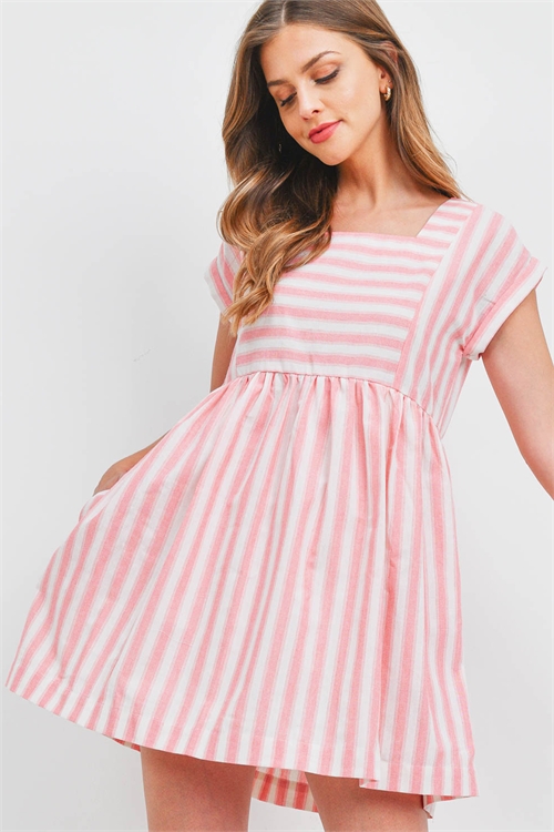 S9-17-1-D33083 CORAL STRIPES DRESS 2-2-2