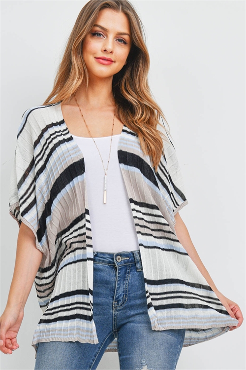 S9-3-4-C121798 WHITE MOCHA STRIPES CARDIGAN 2-2-2