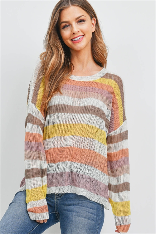 S4-2-2-T121775 TAN MULTI STRIPES TOP 2-2-2