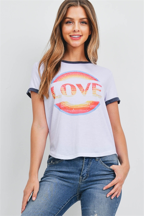 S12-12-2-T701 WHITE LOVE PRINT TOP 2-2-2