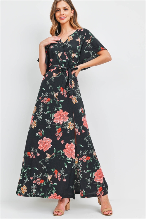 S11-7-2-D503 BLACK FLORAL DRESS 2-2-2