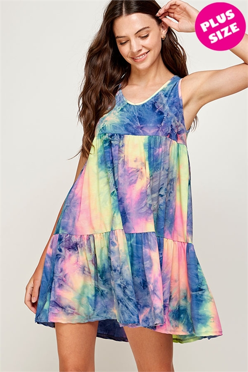 C84-A-1-WD4446-1X TIE DYE PLUS SIZE DRESS 2-2-2