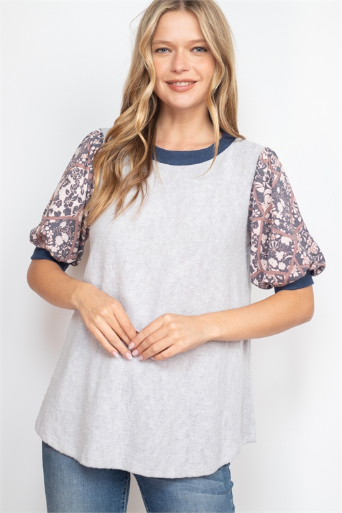 C50-A-2-T10272 GRAY NAVY PRINT TOP 2-2-2