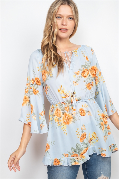 S10-20-4-T521 BLUE FLORAL TOP 3-2-2