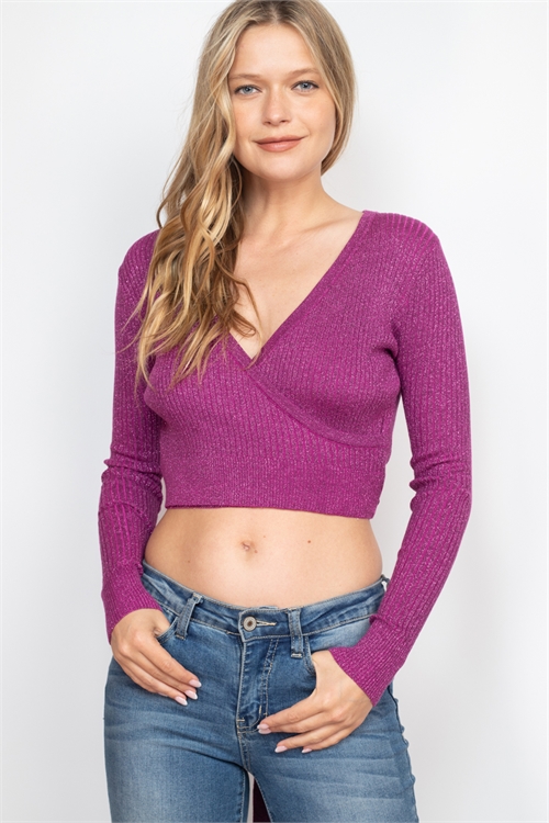 S11-1-3-T1101835 METALLIC PLUM TOP 3-2-1