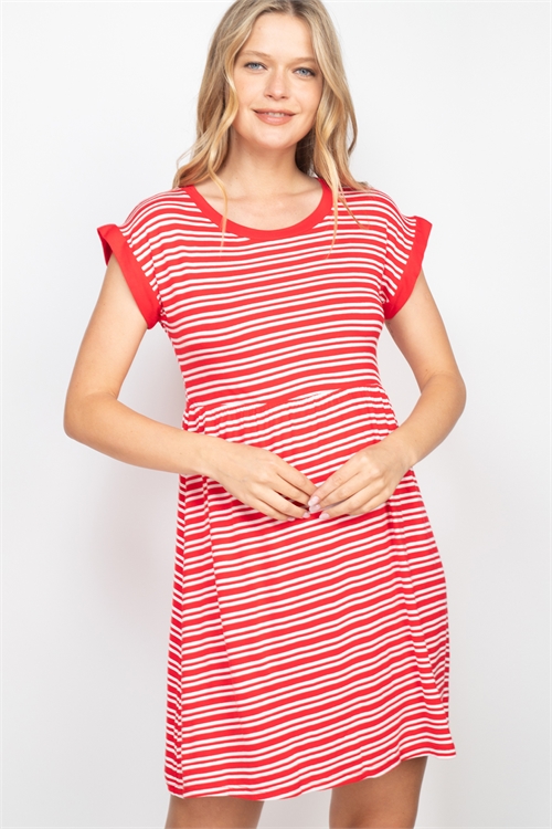 C50-A-3-D1116 RED WHITE STRIPES DRESS 2-2-2